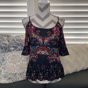 Aqua floral shirt